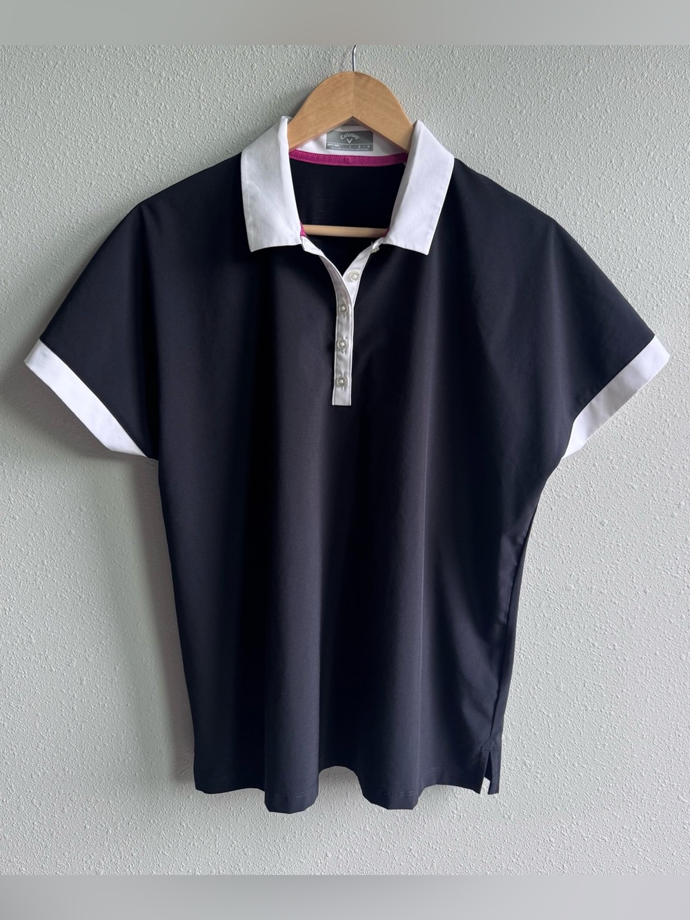 Callaway Black Polo Shirt with White Collar and Sleeve Trim